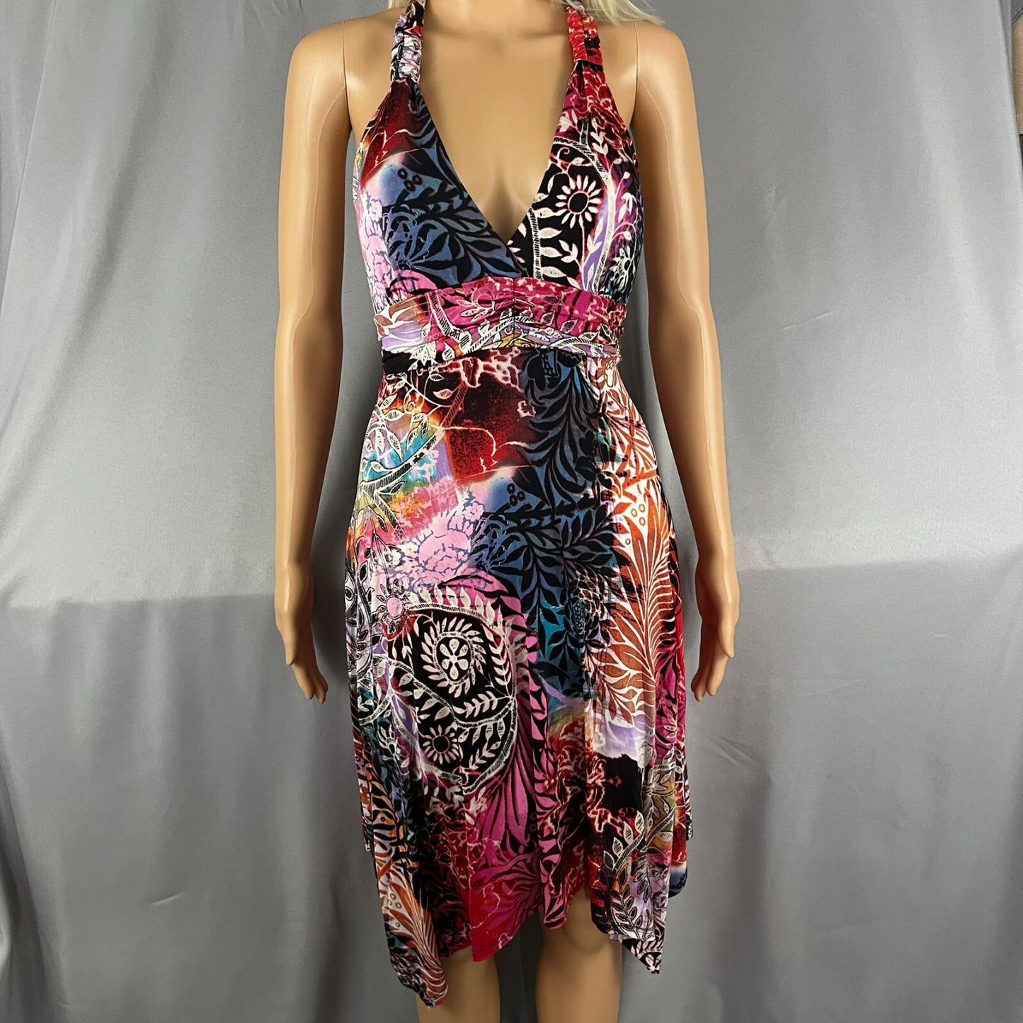 Vintage Nani Kai Dress MED Hawaii Flower Hawaii Asymmetric Boho Summer Y2K Artsy