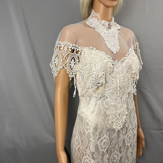 Vintage Loralie Wedding Dress Womens 10 Ivory Lace Floral Regency Core Victorian