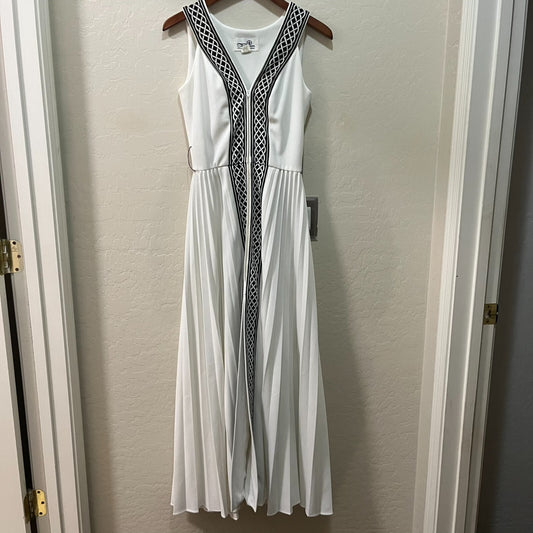 Rare Alfred Shaheen Vintage Goddess Maxi Dress White Celtic Pleated Nordic Sz 10