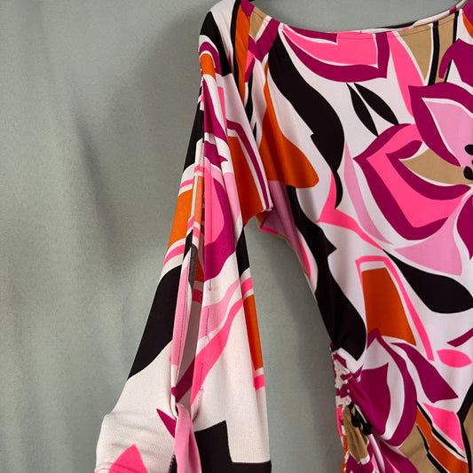 Vintage Retro 2000's Cache Bodycon Dress Women's S Multicolor Floral Ruched Side