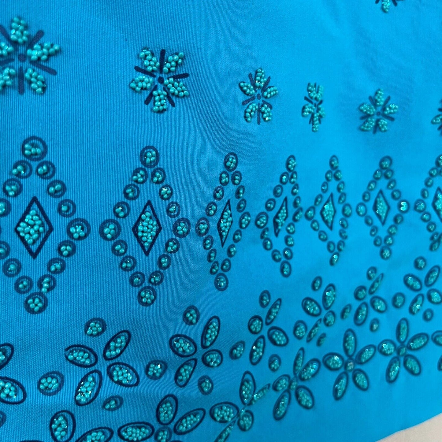 Vintage Rampage Slip Dress Women's 7 Blue Floral Beaded Back Zip Y2K 2000's Hoco