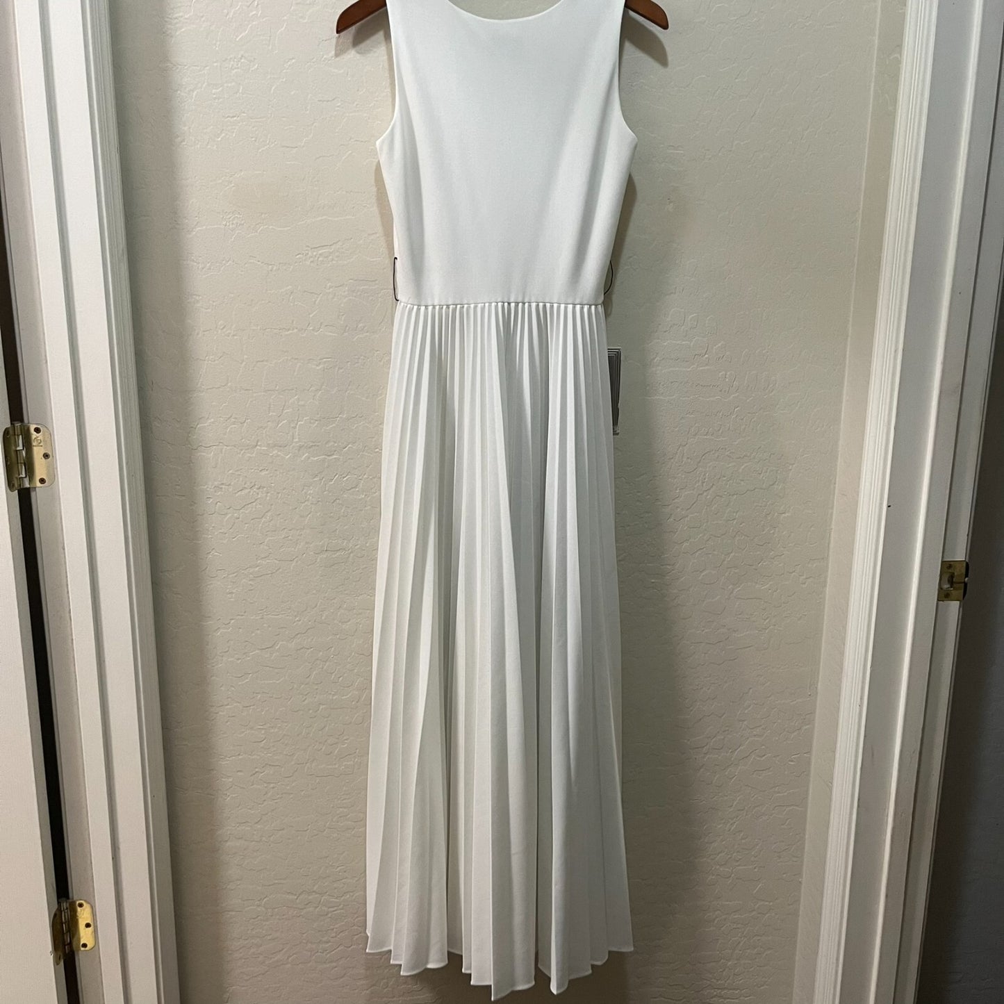 Rare Alfred Shaheen Vintage Goddess Maxi Dress White Celtic Pleated Nordic Sz 10