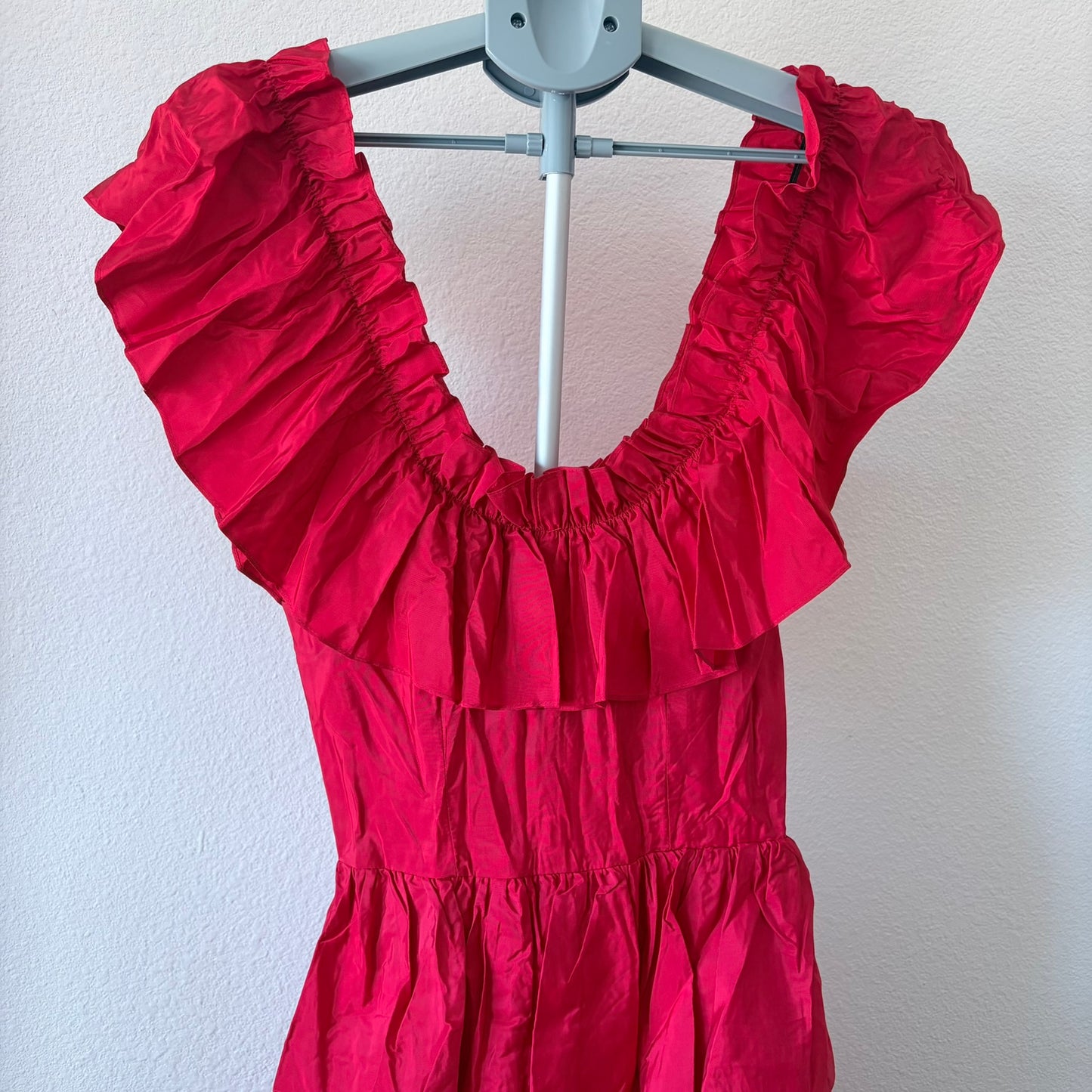 VTG Candi Jones California Red Ruffle Tiered Dress Romantic Prairie Peasant XS