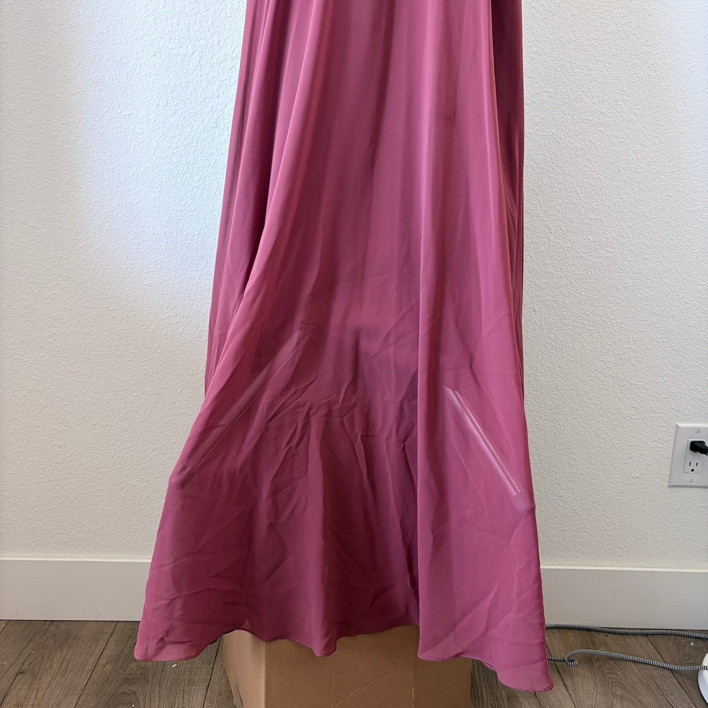 Jenny Yoo Collection Mauve Chiffon Ruffle Cold Shoulder Gown Mila Dress Size 0
