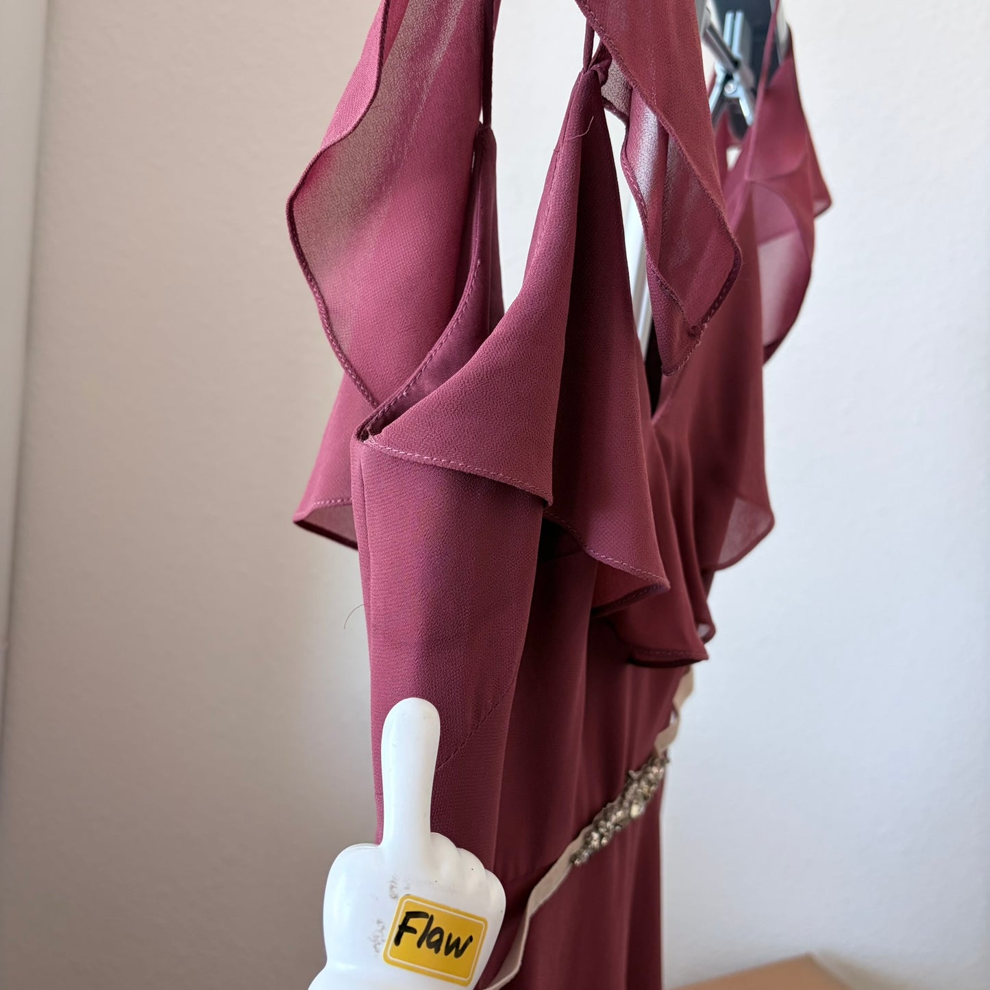 Jenny Yoo Collection Mauve Chiffon Ruffle Cold Shoulder Gown Mila Dress Size 0