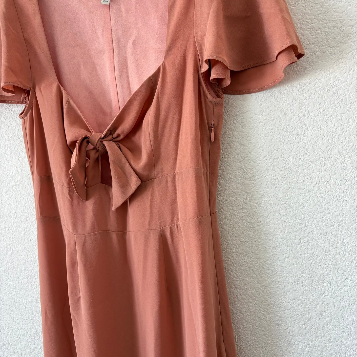 Lovers + Friends Tie Front Maxi Dress Womens XS Flutter Sleeve Coquette Romantic