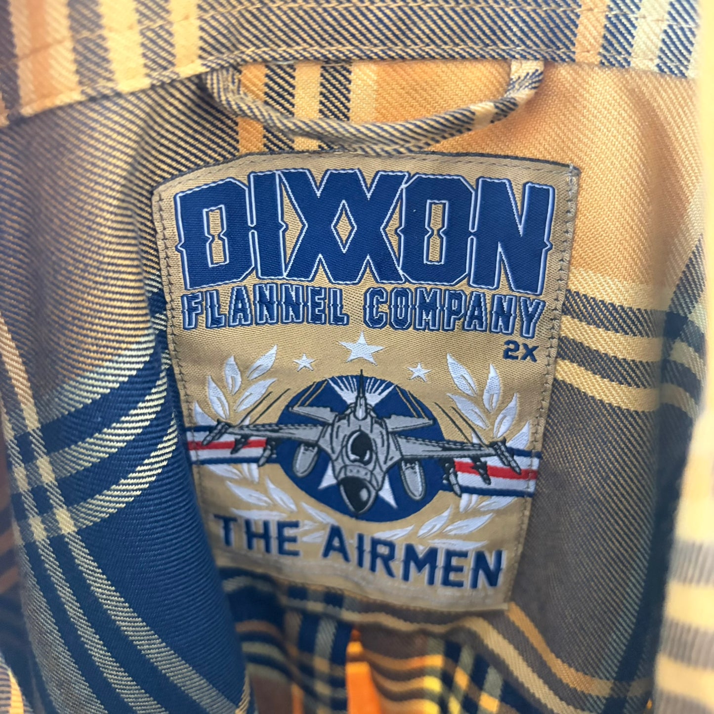 Dixxon Flannel Company The Airmen Shirt Mens 2X Yellow Blue Plaid Button Up
