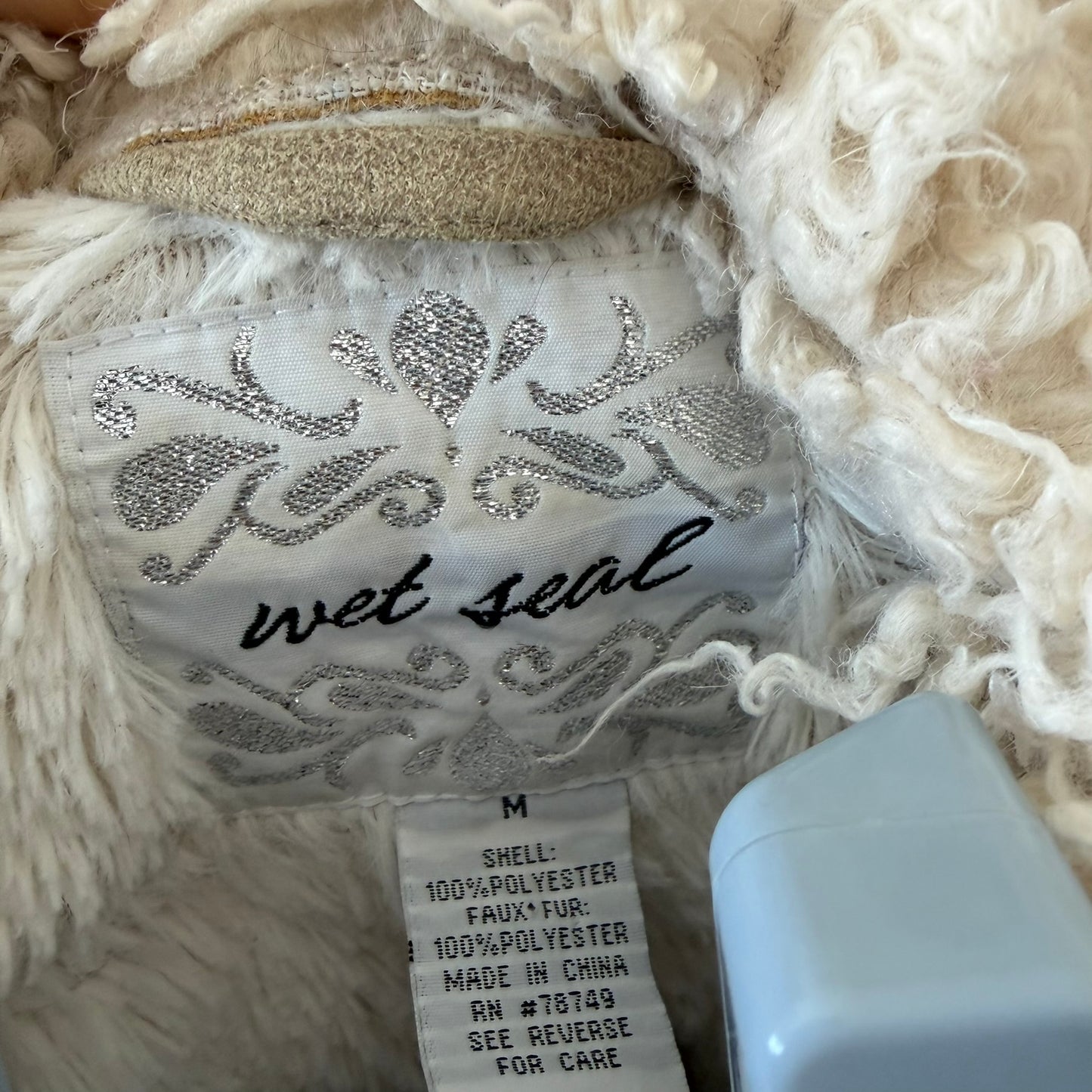 Wet Seal Faux Fur Suede Jacket Womens Medium Tan Vintage Y2K Penny Lane Boho