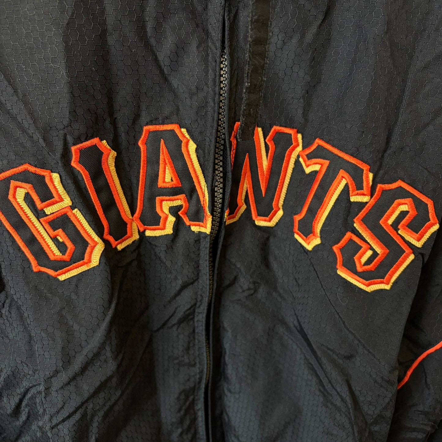 Majestic SF Giants Windbreaker Jacket Women XL Black Embroidered Full Zip MLB