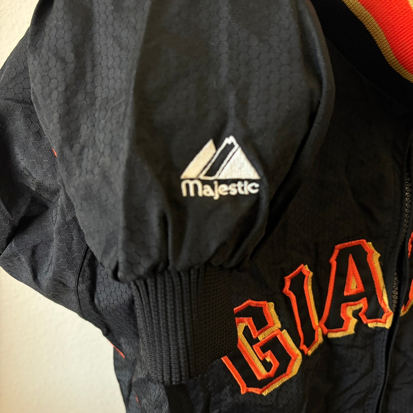 Majestic SF Giants Windbreaker Jacket Women XL Black Embroidered Full Zip MLB