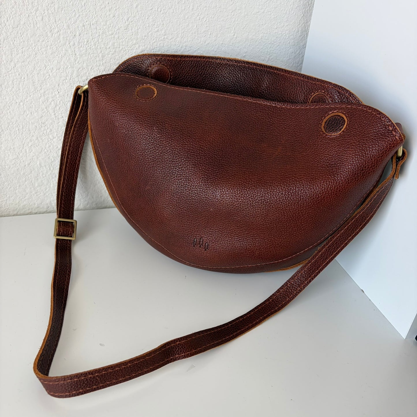 Portland Leather Goods Crossbody Bag Womens Medium Mahogany Pebbled Leather