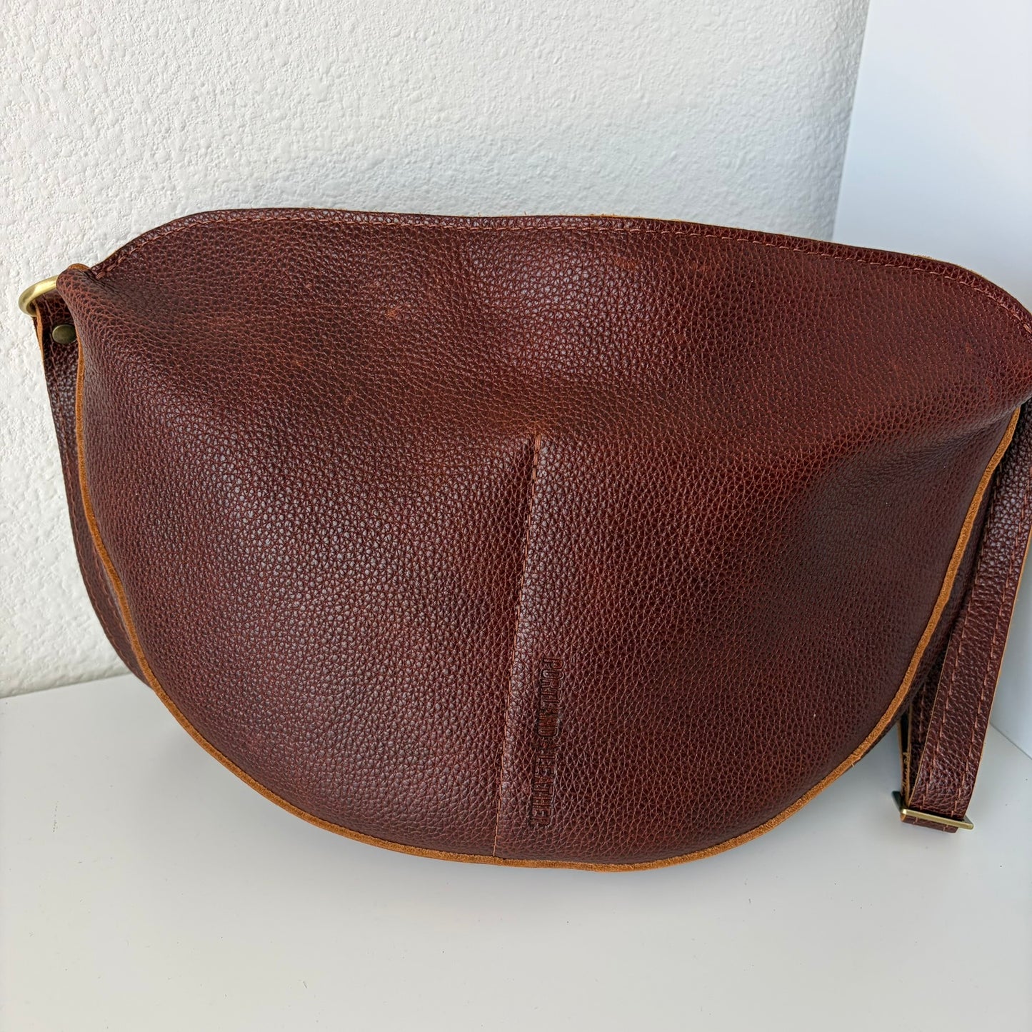 Portland Leather Goods Crossbody Bag Womens Medium Mahogany Pebbled Leather