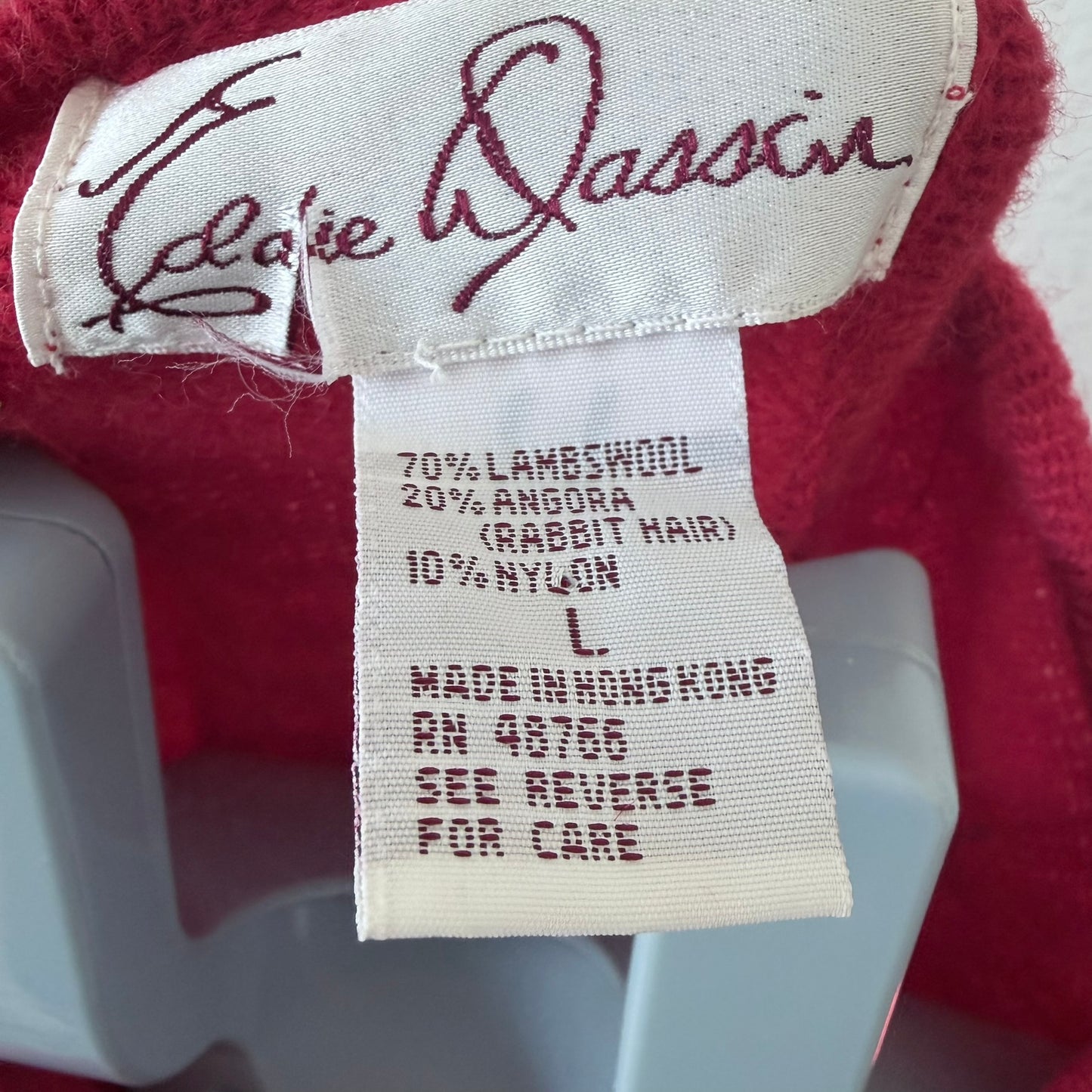 Vtg 80s Red Lambswool Agnora Sequin Sweater LG Eddie Dassin Beaded Holiday Party