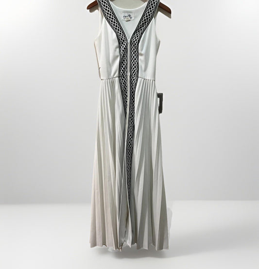 Rare Alfred Shaheen Vintage Goddess Maxi Dress White Celtic Pleated Nordic Sz 10