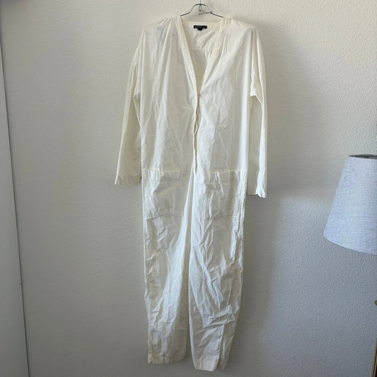 James Perse Jumpsuit Womens 2 Ivory Corduroy Long Sleeve Utility Minimalist