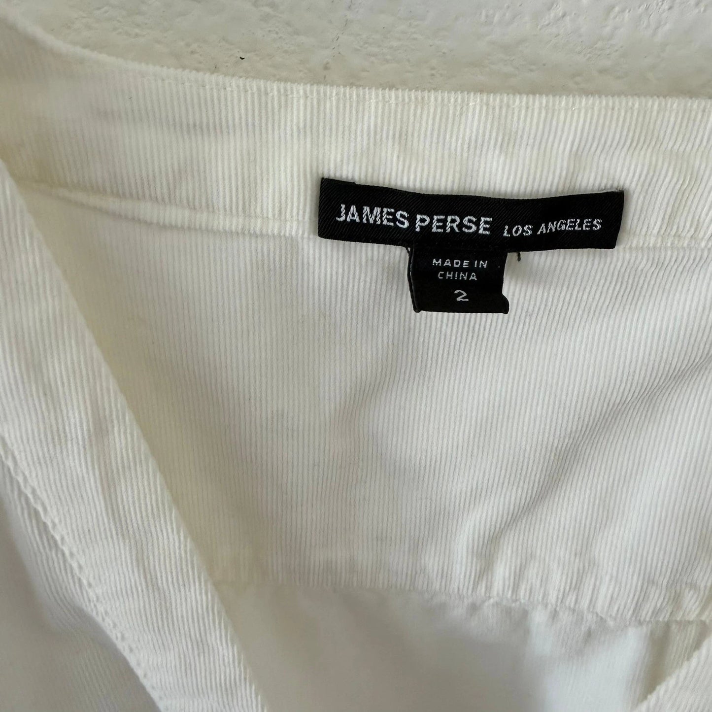 James Perse Jumpsuit Womens 2 Ivory Corduroy Long Sleeve Utility Minimalist