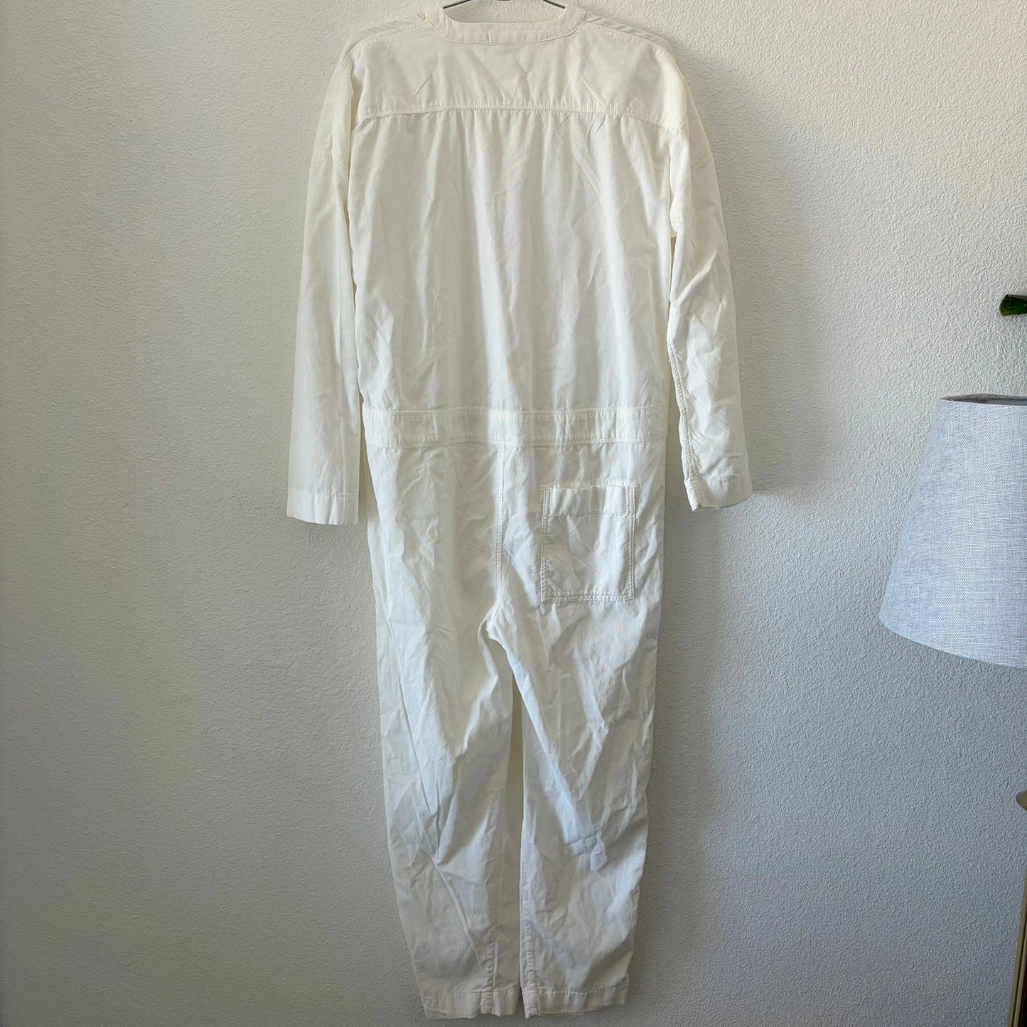 James Perse Jumpsuit Womens 2 Ivory Corduroy Long Sleeve Utility Minimalist