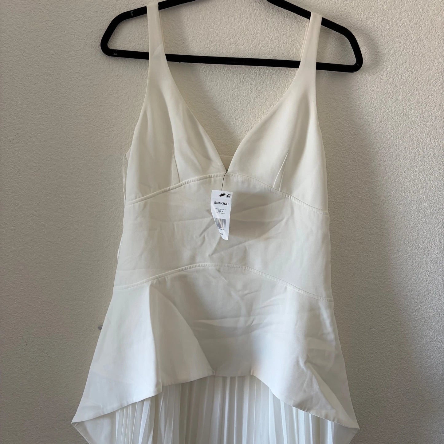 SIMKHAI Sequoia Layered Maxi Dress Women 6 White Crepe Chiffon Pleated 224-1104W