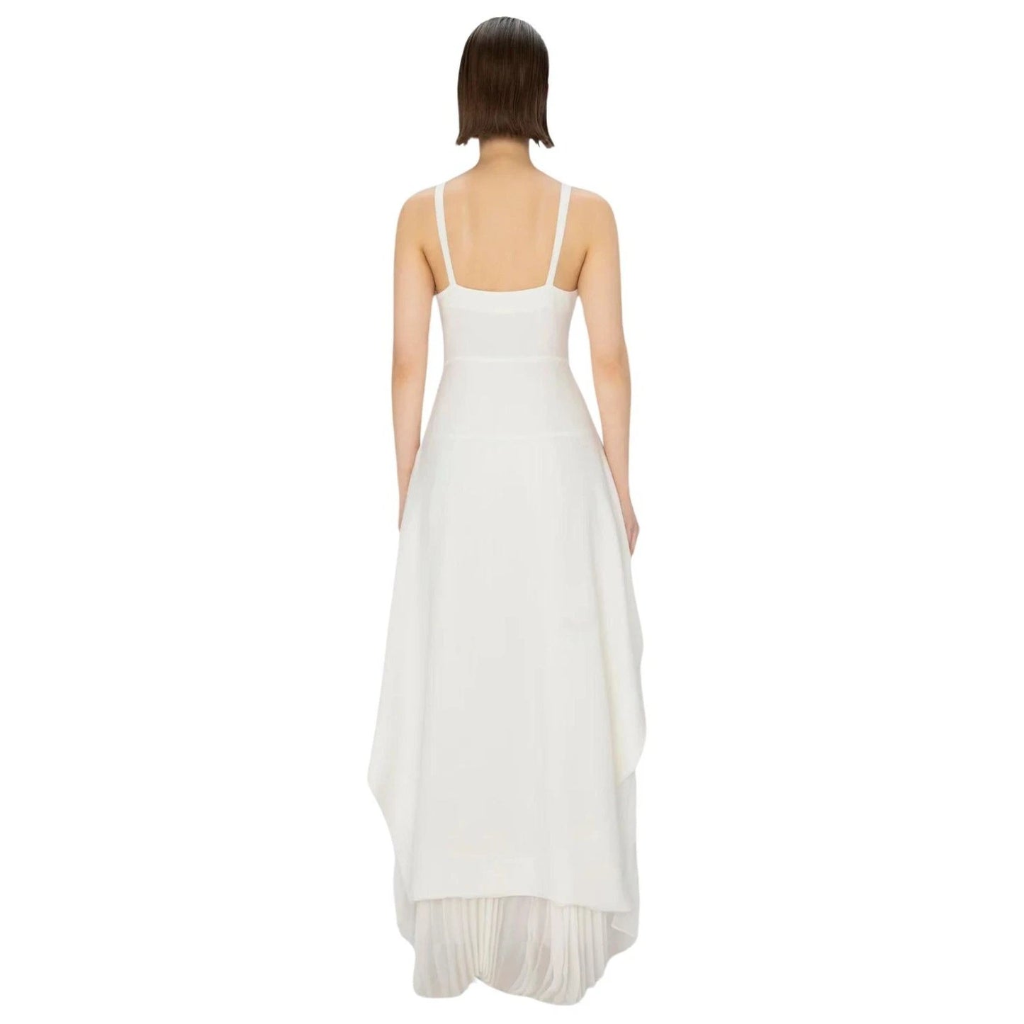 SIMKHAI Sequoia Layered Maxi Dress Women 6 White Crepe Chiffon Pleated 224-1104W